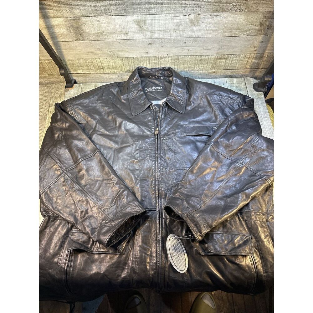 🔥NWT Vintage 90’s/00’s Pelle Pelle  Leather Jacket Size 56 Black Marc Buchanan